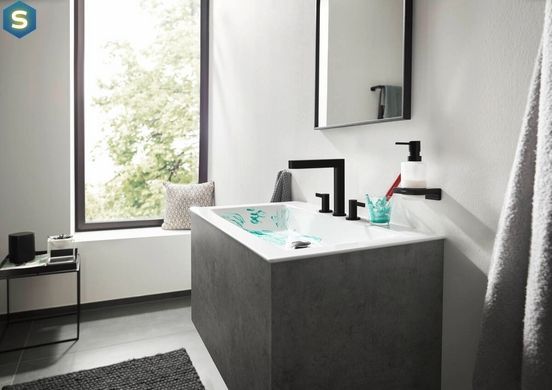 Змішувач Hansgrohe Finoris 160 для умивальника на 3 отвори з донним клапаном push-open Matt White 76034700
