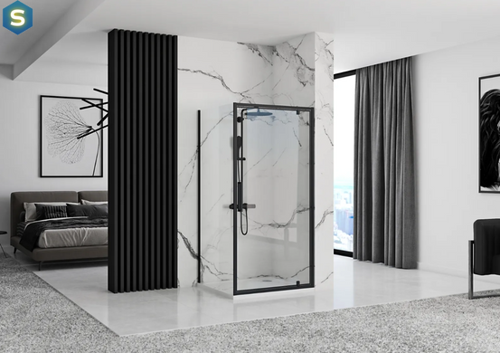 Душевая кабина Rea Rapid Swing 90x90 black REA-K6422 + REA-K6409, Черный матовый, Универсальная, прозрачный, черный матовый