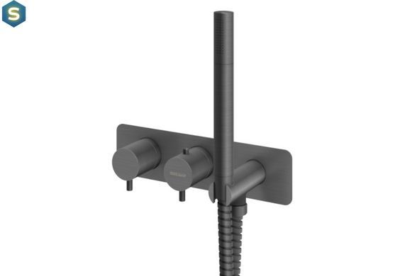 Душева система Kohlman Axel 25 graphite з термостатом + BOX прихованого монтажу KPL-QW265AG25, Графит
