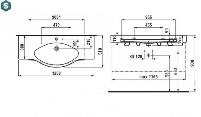 Умывальник 120x51 Laufen Palace H8127040001041, Белый