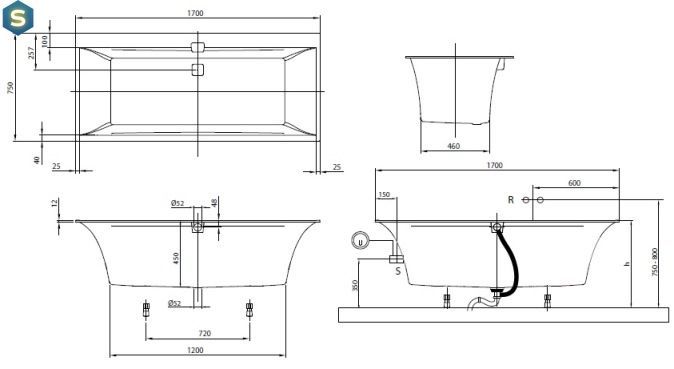 Ванна квариловая Villeroy & Boch Squaro Edge 170x75 UBQ170SQE2DV-01
