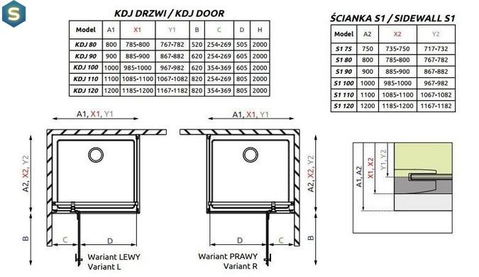 Душова кабіна Radaway Essenza New KDJ 80Lx100x200 385043-01-01L+384052-01-01