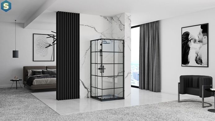 Душова кабіна Rea Concept 90x90 black REA-K5478, Чорний/золото, Універсальна, прозорий