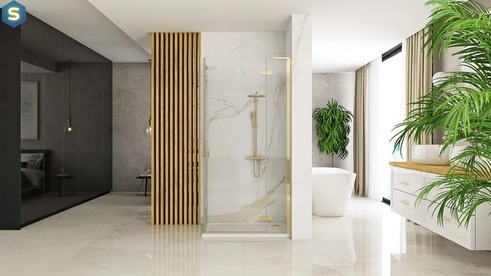 Душова кабіна Rea Hugo 80x80 gold подвійна REA-K6608, Золотий, Універсальна, золотий