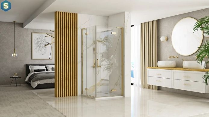 Душова кабіна Rea Hugo 80x80 gold подвійна REA-K6608, Золотий, Універсальна, золотий