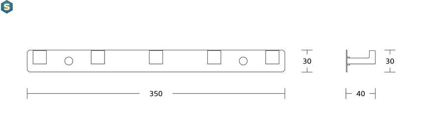 Гачок для рушників VBI Quadro black п'ятірний VBI-049705BL, Черный матовый