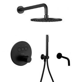 Душова система Paffoni Shower з термостатом та виливом &Oslash;225 мм black matt KITCPT019NO225, Черный матовый