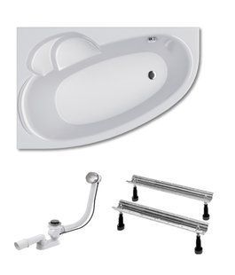 Ванна акриловая Koller Pool Karina 170X110 L+сифон+ножки BTKA170110L+WBW0001+B70CМMA-57, Белый