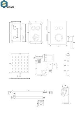 Душевая система Corsan Plomeria хром + BOX скрытого монтажа CMZ068CH, Хром