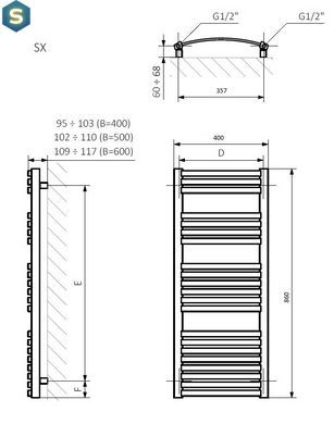 Полотенцесушитель водяной Terma Dexter 860x400 WGDEX086040KCROSX, Хром
