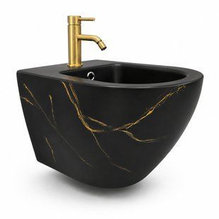 Подвесное биде VBI Vulcano black marble matt VBI-020419, Мрамор