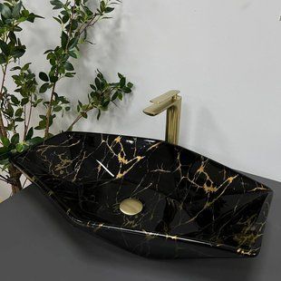 Умивальник (раковина) VBI VENEZIA MARBLE BLACK GLOSSY накладний, Мармур