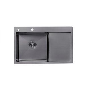 Кухонная мойка Kroner KRP Schwarze - 7849LHM PVD (3,0/1,0 мм) CV025278, Черный/золото