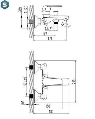 Смеситель для ванны Imprese Nova Opava 10075, Хром