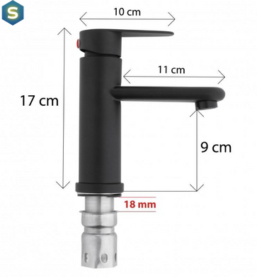 Смеситель для умывальника Yoka Sena 24 black низкий BU.SENA-24-BLK, Черный матовый