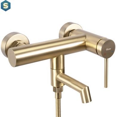 Змішувач для ванни Rea Foss brushed gold настінний з виливом REA-B5112, Золотий
