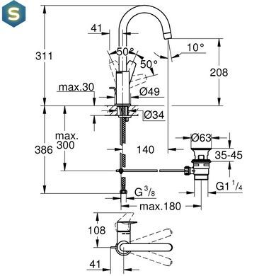 Змішувач для раковини Grohe QuickFix StartEdge L-Size 24201001, Хром