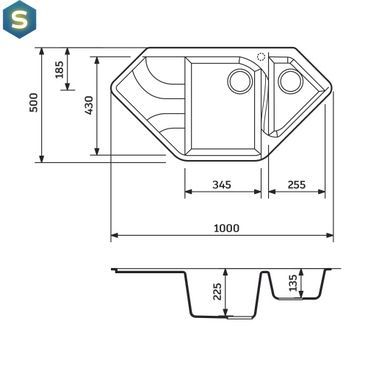 Кухонна мийка Adamant Spirit 1000x500x225 Sand сахара 354223, Sand