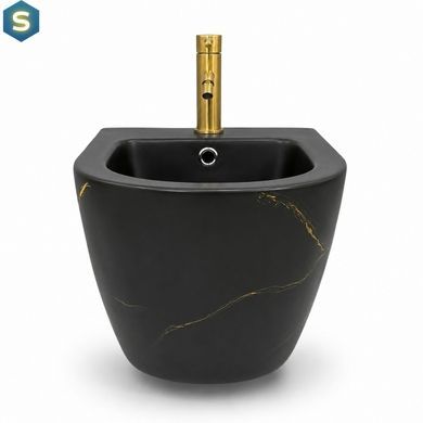 Подвесное биде VBI Vulcano black marble matt VBI-020419, Мрамор