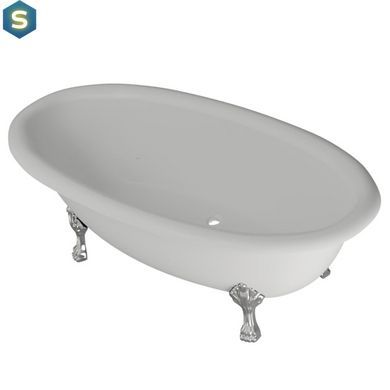 Ванна отдельностоящая матовая Amidicon Olimpia 180x90 белая из литого камня серебряные ножки OLIMPIA_180_nizhk-s_MAT, Белый