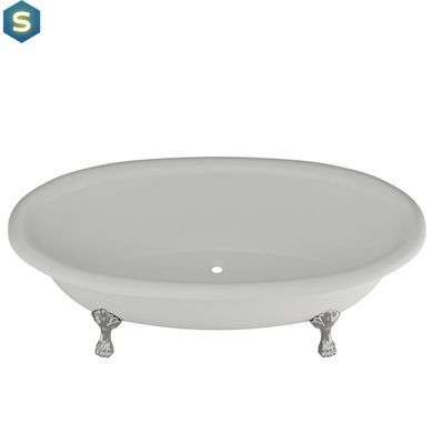 Ванна отдельностоящая матовая Amidicon Olimpia 180x90 белая из литого камня серебряные ножки OLIMPIA_180_nizhk-s_MAT, Белый