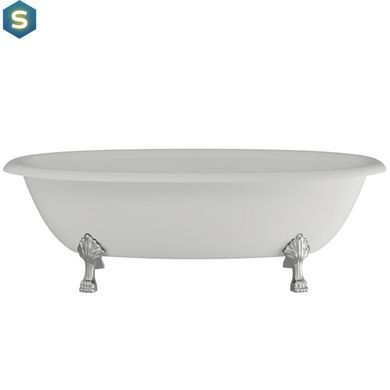Ванна отдельностоящая матовая Amidicon Olimpia 180x90 белая из литого камня серебряные ножки OLIMPIA_180_nizhk-s_MAT, Белый