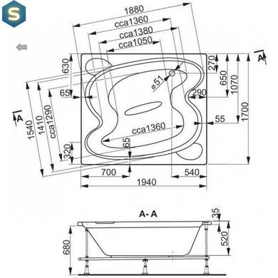 Ванна акриловая Vagnerplast Hellios 194x170 VPBA197HEL2X-01/NO