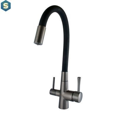 Смеситель для кухни под осмос Globus Lux GLLR-0903-11-graphite, Черный матовый