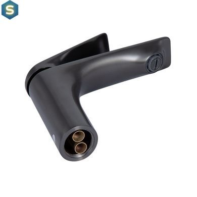 Змішувач для умивальника Qtap Vlasta New QTVLA270GMB45641 Gunmetal Black PVD, Шліфований чорний хром