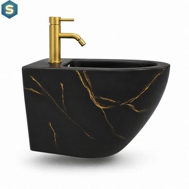 Подвесное биде VBI Vulcano black marble matt VBI-020419, Мрамор