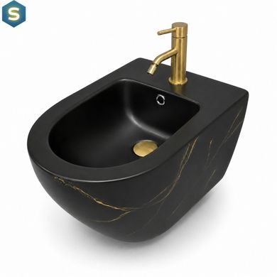 Подвесное биде VBI Vulcano black marble matt VBI-020419, Мрамор