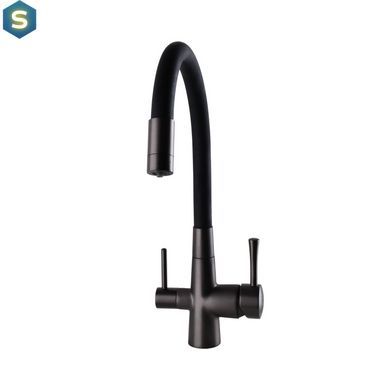 Смеситель для кухни под осмос Globus Lux GLLR-0903-11-graphite, Черный матовый