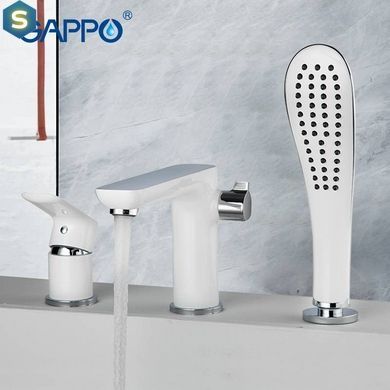 G1148 Змішувач на борт ванни врізний 3 елементи білий/хром Gappo Noar 1/3, Білий
