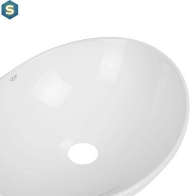 Умивальник Qtap Dove накладний овальний 410x335x145 мм White + донний клапан PU02, Білий