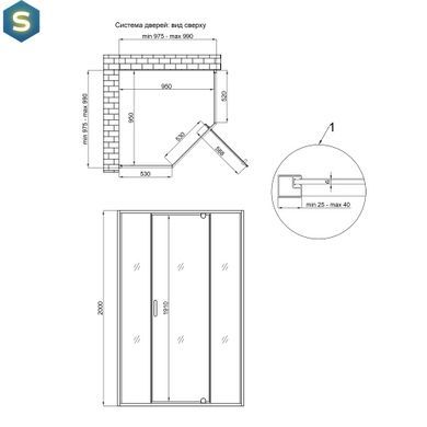 Душова кабіна Qtap Scorpio BLA10115-AC6 100x100 см, скло Clear 6 мм, покриття CalcLess без піддона, Чорний/золото, Універсальна, прозорий