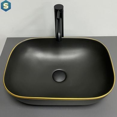 Умывальник VBI Ravenna black matt gold edge накладной VBI-011228, Золотой