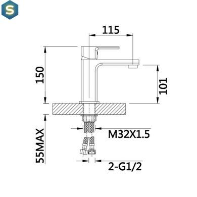 Змішувач для умивальника Lidz Dozorca 001 (k35) LDDOZ001CRM45403 Chrome, Хром