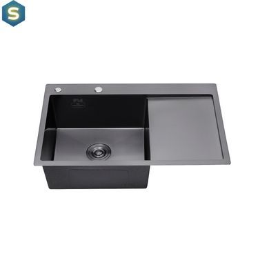 Кухонна мийка Kroner KRP Schwarze - 7849LHM PVD (3,0/1,0 мм) CV025278, Чорний/золото
