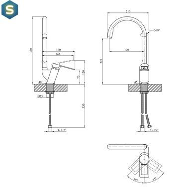 Змішувач для кухні Kroner KRM Zenda - SCH030 CV022960, Черный матовый