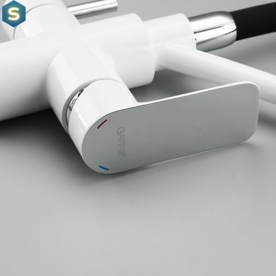 Смеситель для кухни высокий силиконовый гусак под фильтр латунный корпус &Oslash;35 белый Gappo G4348 1/8, Белый