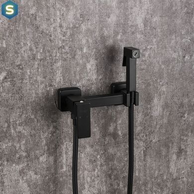 Смеситель для умывальника с гигиеническим душем латунный корпус &Oslash;35 черный сатин Frap 1/10 F7504-6, Черный матовый