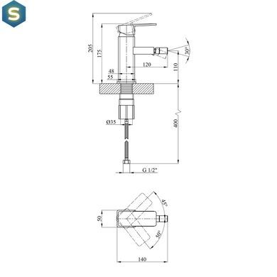 Змішувач для біде Kroner KRM Ems - C020 CV012073, Хром
