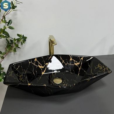 Умивальник (раковина) VBI VENEZIA MARBLE BLACK GLOSSY накладний, Мармур