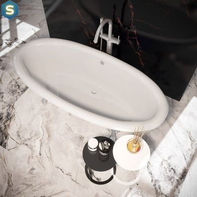 Ванна отдельностоящая матовая Amidicon Olimpia 180x90 белая из литого камня серебряные ножки OLIMPIA_180_nizhk-s_MAT, Белый