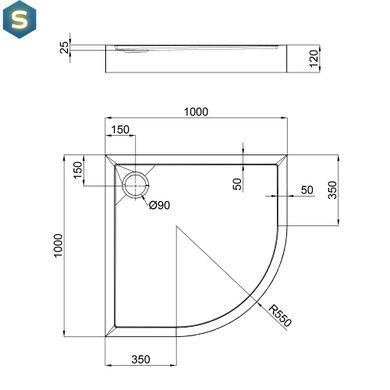 Душевой поддон Qtap Robin 301112 100x100x12 см + сифон, Белый