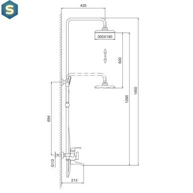 Душевая система Frap F2469, поворотный излив - переключатель на лейку, 3 режима, Хром