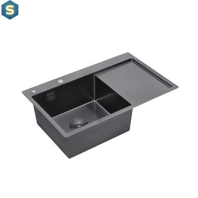 Кухонна мийка Kroner KRP Schwarze - 7849LHM PVD (3,0/1,0 мм) CV025278, Чорний/золото