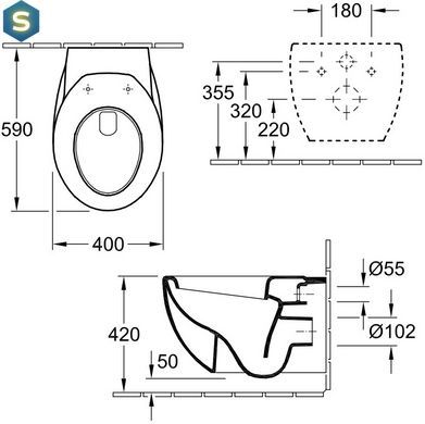 Унитаз подвесной Villeroy & Boch Aveo 661210R1, Белый