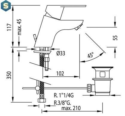 Змішувач для умивальника Tres BM 139102, Хром
