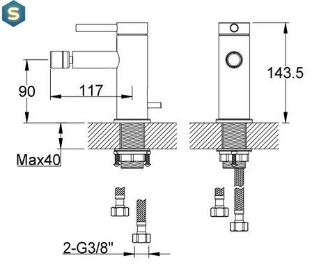 Змішувач для біде Kohlman Axel graphite QB130AG, Графит